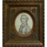 18th Century School/Portrait Miniature of a Gentleman/en grisaille, 7cm x 5.