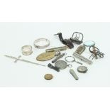 A quantity of sundries including cigar cutters, penknives, a silver bangle, a propelling pencil etc.