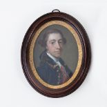 18th Century English School/Portrait of a Gentleman/head and shoulders, his hair tied in a ribbon,
