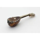 A 19th Century tortoiseshell and ivory mounted miniature lute, with mother-of-pearl borders,