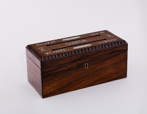 A Regency rosewood letter box,