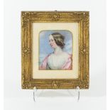 Manner of Sir William J Newton/Portrait Miniature of a Lady/half length, her hair in ringlets,