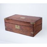 A Victorian brass bound mahogany writing box,
