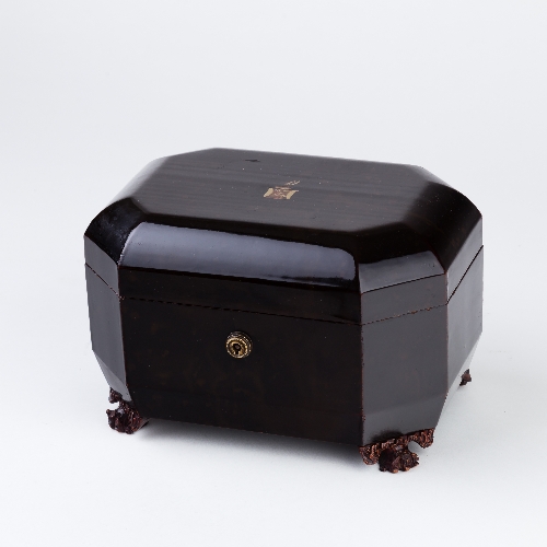 A William IV Anglo-Chinese black lacquer tea caddy, - Image 2 of 2