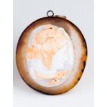 An oval cameo bust, Medusa in cameo and white,