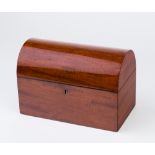A late 19th Century mahogany dome top tea caddy, the interior fitted two lidded compartments, 26.