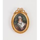After Sir John Everett Millais/Cherry Ripe/portrait of a young girl/watercolour on ivory, 7.5cm x 5.