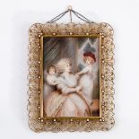 After Sir Joshua Reynolds/The Duchess of Devonshire with her children/watercolour on ivory, 13.