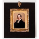 Attributed to Thomas Hargreaves/Portrait of a Gentleman/wearing a high collared black