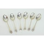 A set of six silver dessert spoons, Richard Martin & Ebenezer Hall, Sheffield 1897, of 0ld English