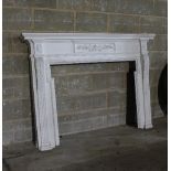 A white painted fire surround with acanthus scrolls to the sides,