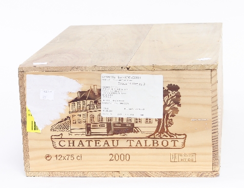 Bordeaux: Chateau Talbot, 2000, St Julien, 12 bottles, in original wooden case Condition Report: