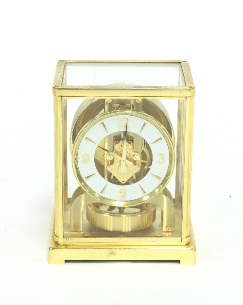 A Jaeger-LeCoultre atmospheric clock in a gilt brass glazed case, 22cm high Condition Report: