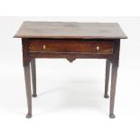 A George I oak table, the rectangular top with moulded border,