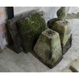 Two staddle stones with square tops,