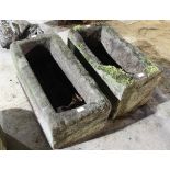 A matched pair of rectangular stone troughs,