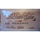 Bordeaux: La Petite Eglise, 2008, Pomerol, 12 bottles, in original wooden case
 Condition Report:
