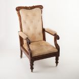 An early 19th Century rosewood high back adjustable armchair,
