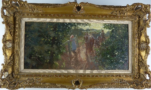 English School early 20th Century/The Donkey Cart in a Lane/indistinctly signed/oil on board/14cm x - Image 2 of 2