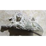 A cast iron lion 64cm wide  Condition Report: Paintwork very worn, some surface corrosion