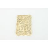A Cantonese ivory card case carved with figures in pavilion gardens, 11.5cm/see illustration