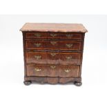 A Dutch 18th Century yew wood bombe chest of drawers,