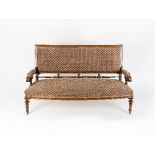 A suite of walnut and parcel gilt seat furniture comprising: four chairs with padded backs and