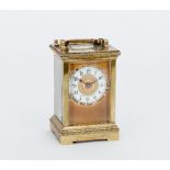 A late 19th Century gilt brass eight-day carriage clock, the case with rope borders,