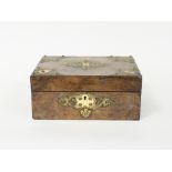 A walnut box with cut brass mounts,