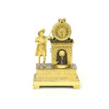 A 19th Century French ormolu mantel clock, the verge watch movement signed Geo Jameson, Portsea,