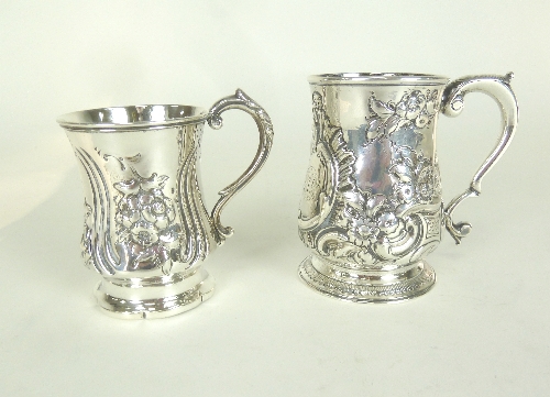A George II silver mug, marks rubbed,