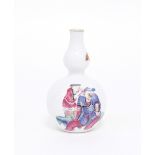 A Chinese famille rose double gourd bottle vase, 19th Century, decorated with figures, 14cm high