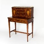 An Edwardian mahogany and marquetry inlaid bonheur-du-jour,