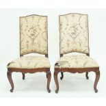 A pair of Louis XV walnut side chairs,