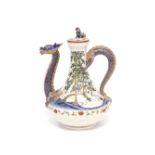 A Japanese satsuma coffee pot, circa 1902, the mallet shaped pot with dragon spout and handle,