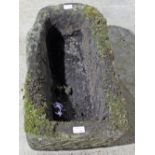 A rectangular stone trough with D ends, 58cm x 36.