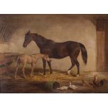 Attributed to John Frederick Herring Snr. (British 1795-1865)/Mare and Foal in a Stable/bears