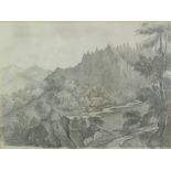 19th Century School/Seven Landscapes/pencil on paper,