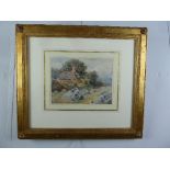 Burton Mathews/Hay Making/signed/watercolour, 14.5cm x 19.