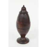 A lignum vitae urn-shaped coffee grinder,