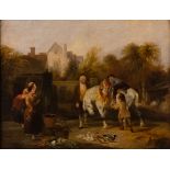 Manner of Henry Shayer (British 1825-1864)/Farmer and Children with a Grey Pony and Calf/oil on