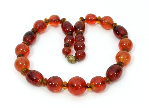A twenty-two bead agate necklace