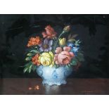 Henry Farmer (British 19th/20th Century)/Vase of Summer Flowers/oil on board,