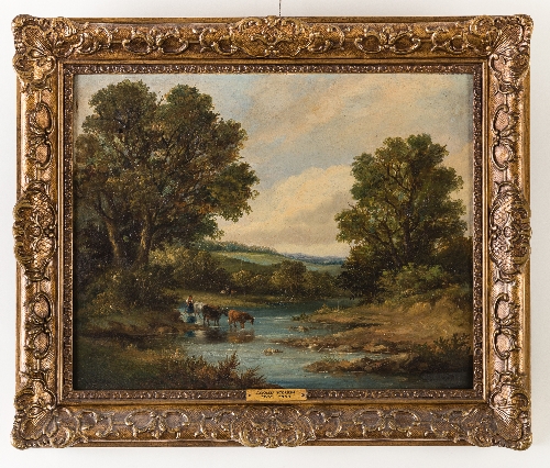 Alfred Vickers (British 1786-1868)/Landscape with Cattle Crossing a Stream/signed and dated 1849/oil - Image 2 of 2