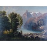 19th/20th Century Swiss School/Mountain Lakes/a pair/oil on board,