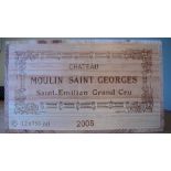 Bordeaux: Moulin St George Grand Cru, 2008, St Emilion, 12 bottles, in original wooden case
