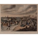 Charles Hunt/Mandras Landing/Mandras Embarking/a pair of hand coloured aquatints, 37cm x 51cm/see