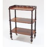 A Victorian rosewood three-tier whatnot,