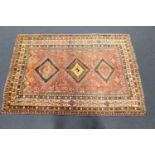 A hand woven pure wool persian Qashqai Shiraz carpet. 243cm*165cm