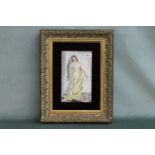 A good 19th century hand painted porcelain panel depicting the classical maiden, signed E. Roze